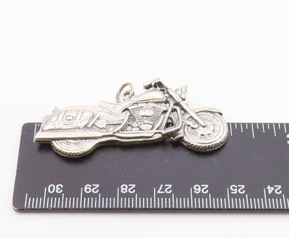 925 Sterling Silver   Vintage Shiny Motorcycle Drop Pendant  PT18252