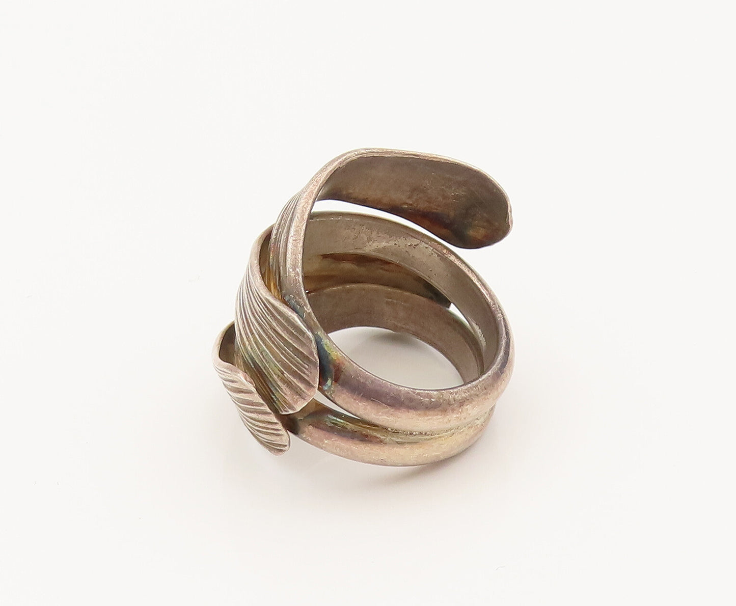 925 Silver  Vintage Ribbed Overlapping Crisscross Fashion Ring Sz 6  RG26366