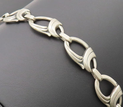 925 Sterling Silver Vintage Bracelet HARRY BICK Carved Double Loop Link BT10221