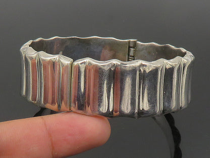 MEXICO 925 Sterling Silver  Vintage Shiny Fluted Round Bangle Bracelet  BT1190