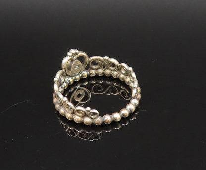 PANDORA 925 Silver  Vintage Cubic Zirconia Princess Tiara Ring Sz 6  RG25764