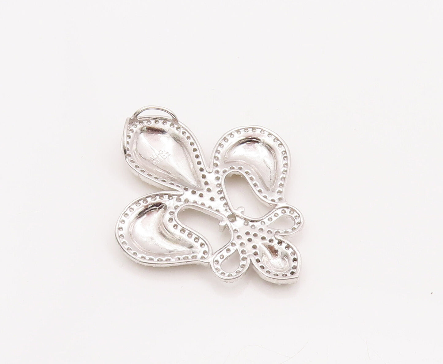 925 Sterling Silver Vintage Pendant ESPO Gold Plated CZ  Carved Lily  PT23113