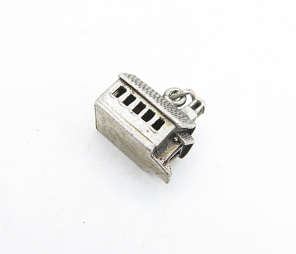 925 Sterling Silver  Vintage Petite Dark Tone Church House Pendant  PT4363