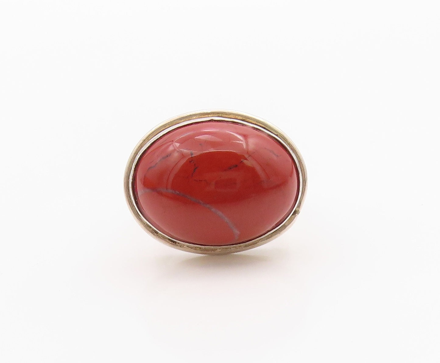 925 Sterling Silver Vintage Ring Chunky Cabochon Carnelian Band  Sz 6  RG36263