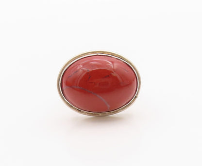 925 Sterling Silver Vintage Ring Chunky Cabochon Carnelian Band  Sz 6  RG36263