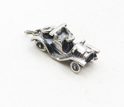 925 Sterling Silver  Vintage Petite Oxidized Old Fashioned Car Pendant  PT6860