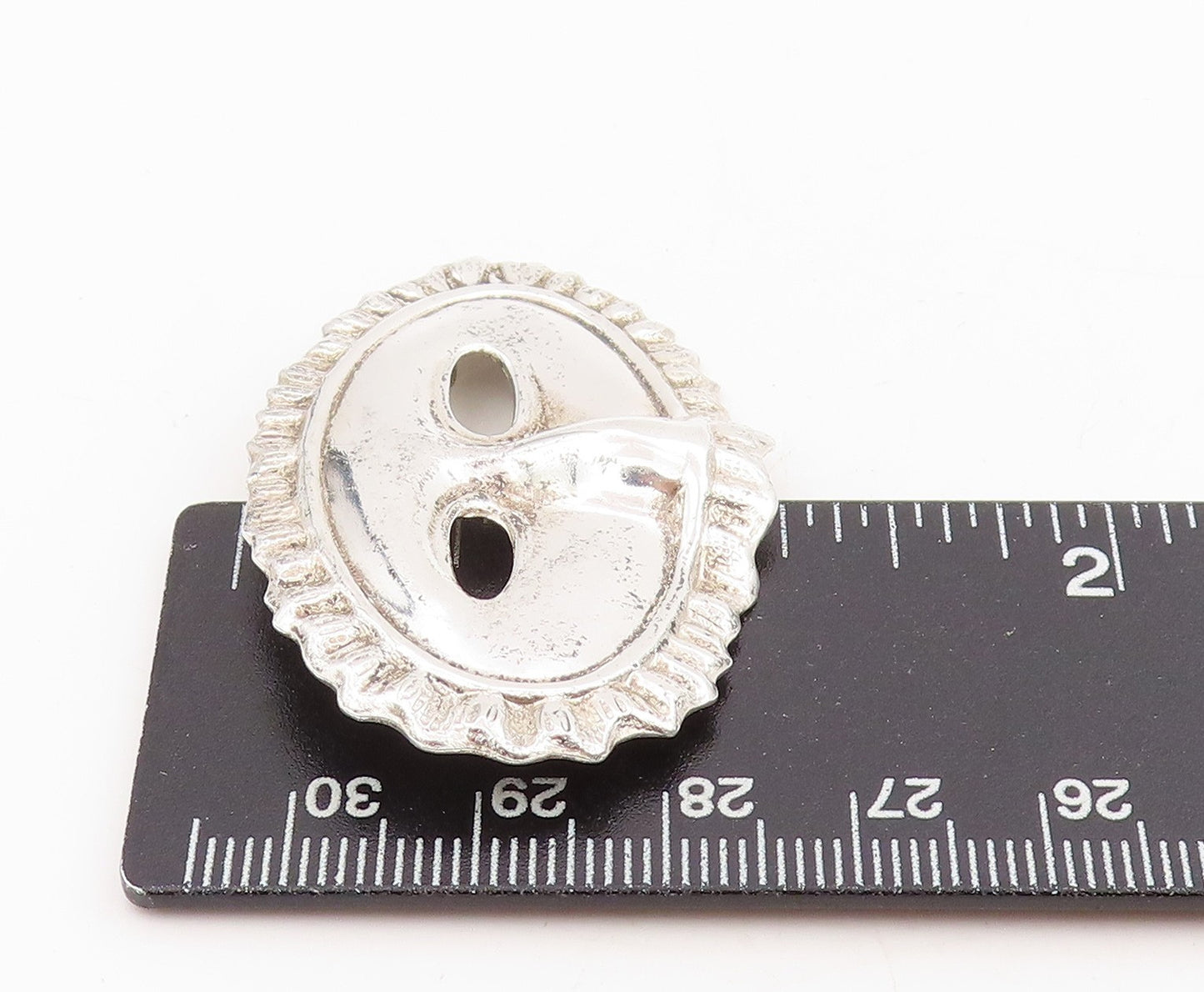 925 Sterling Silver Vintage Brooch Carved Carnival Masquerade Mask Pin  BP12044