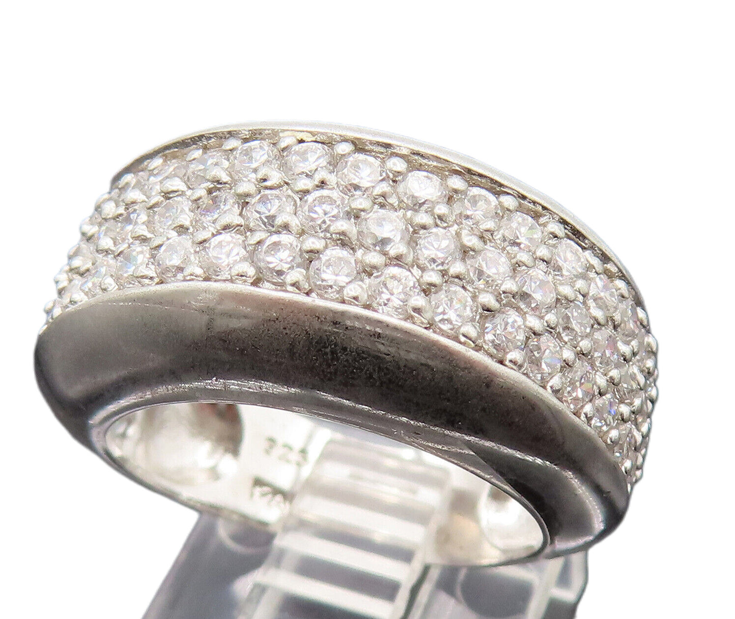 925 Silver  Vintage Dancing Cubic Zirconia Cluster Band Ring Sz 7  RG26137