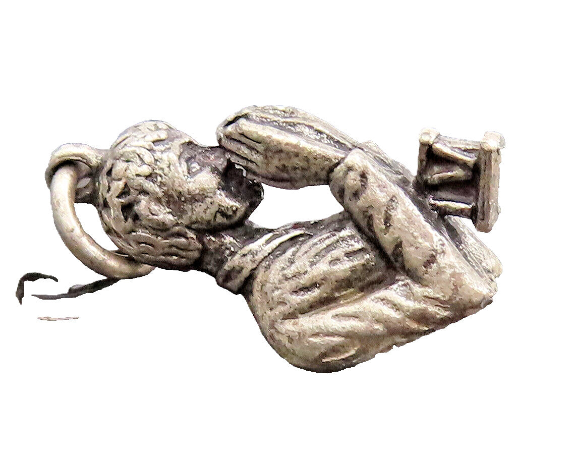 925 Sterling Silver Vintage Pendant Solid 3D Carved Roman Praying Man  PT22665