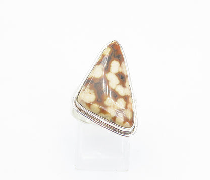 925 Sterling Silver  Brown Spotted Jasper Cocktail Ring Sz 7.5  RG8486