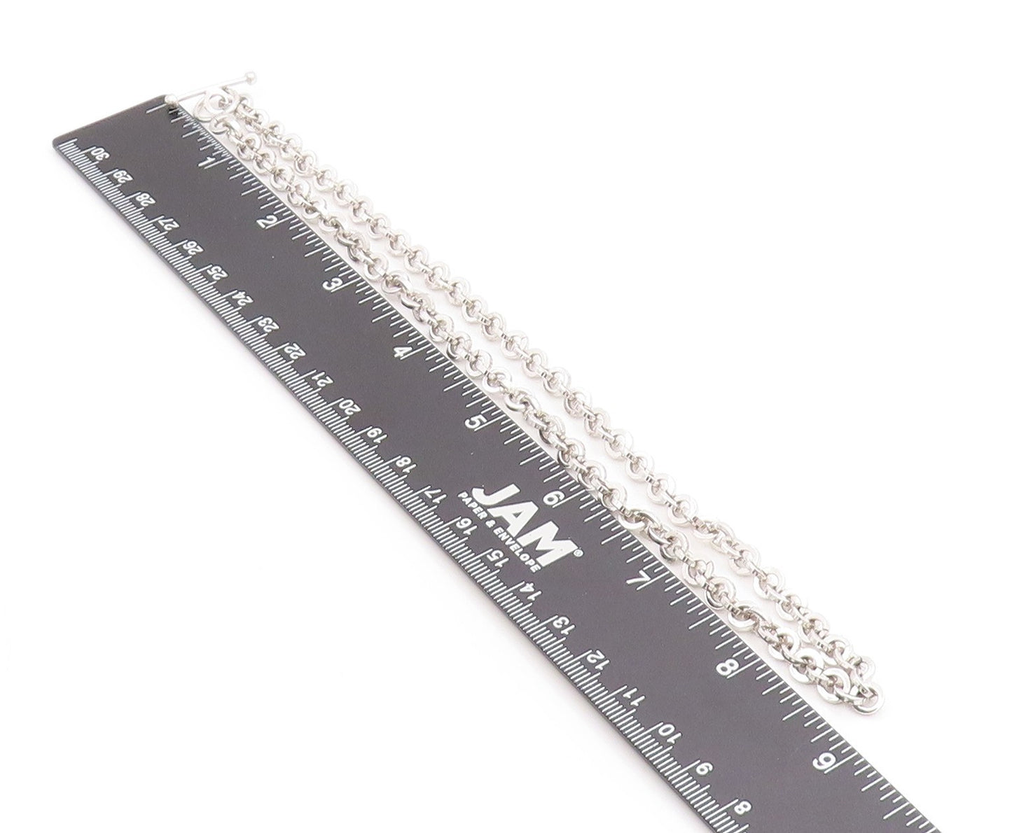 925 Sterling Silver Vintage Necklace Geometric Interlocking Link Chain NE4618