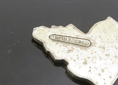 925 Sterling Silver  Vintage Dark Tone Louisiana State Map Pendant  PT19084
