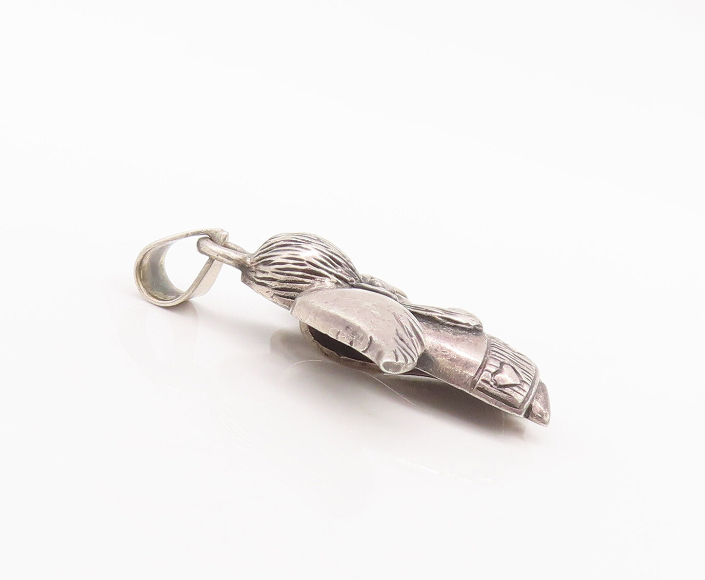 925 Sterling Silver Vintage Pendant Carved Back Facing Flying Angle  PT22656