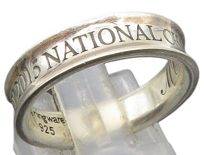 925 Silver  Vintage Shiny Emory 2015 Champions Concave Band Ring Sz 6  RG23951