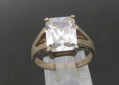 925 Sterling Silver  Vintage Cubic Zirconia Split Shank Band Ring Sz 8 RG21198
