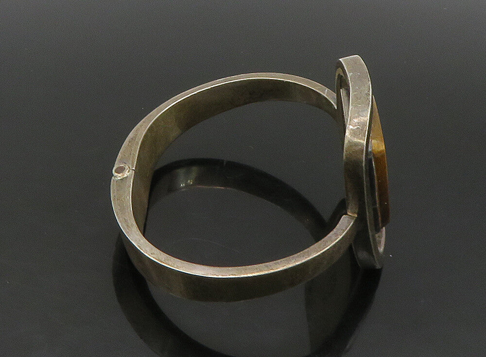 DESIGNER MEXICO 925 Silver  Vintage Tiger's Eye Square Bangle Bracelet  BT9208