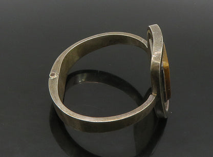 DESIGNER MEXICO 925 Silver  Vintage Tiger's Eye Square Bangle Bracelet  BT9208