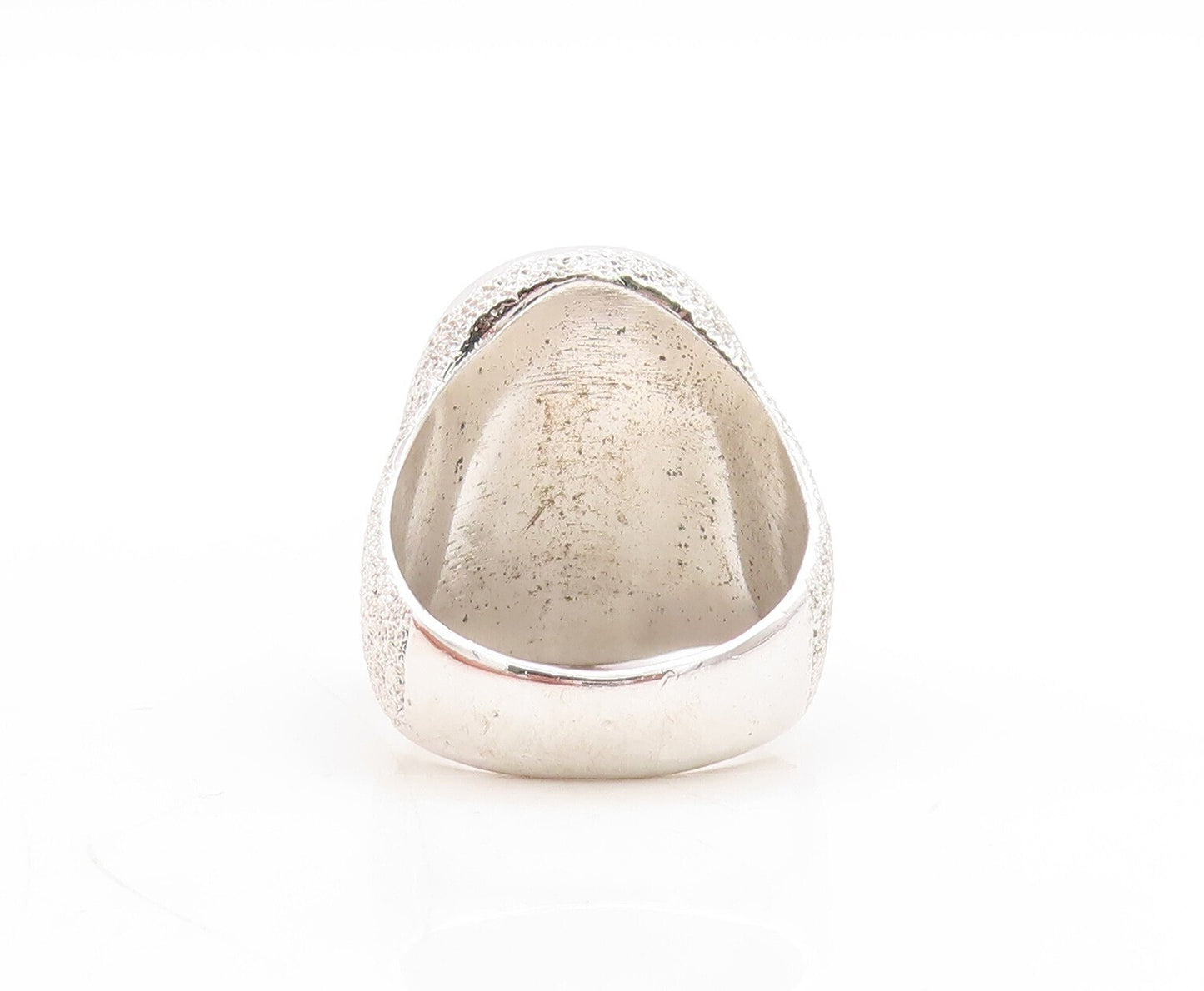 925 Sterling Silver Vintage Ring Enameled Carved Horse Racing  Sz 8.5  RG31303