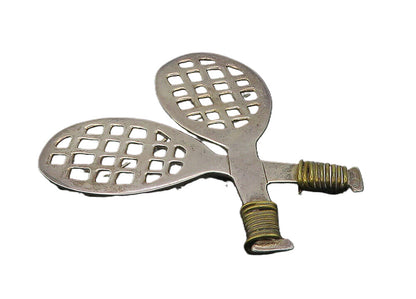 MEXICO 925 Sterling Silver  Vintage Tennis Rackets Sports Brooch Pin  BP4120