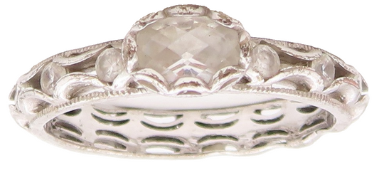 925 Sterling Silver Vintage Ring TACORI Minimalist Oval Topaz  Sz 8  RG33261