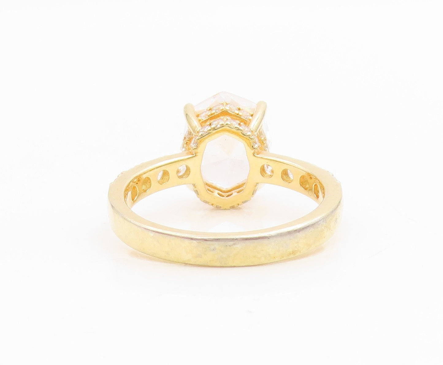 925 Sterling Silver Vintage Ring Gold Plated Elegant CZ Band  Sz 7  RG35015