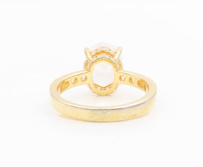 925 Sterling Silver Vintage Ring Gold Plated Elegant CZ Band  Sz 7  RG35015
