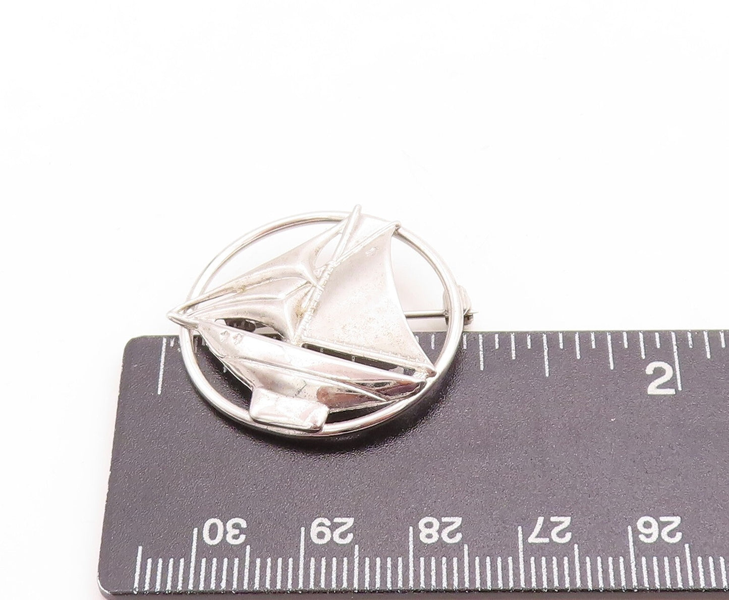 925 Sterling Silver Vintage Brooch Pin Designer Cutout Boat  BP11447