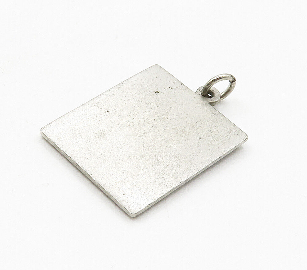925 Sterling Silver  Vintage Dark Tone Scholarship Drop Pendant  PT12417