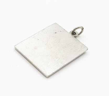925 Sterling Silver  Vintage Dark Tone Scholarship Drop Pendant  PT12417