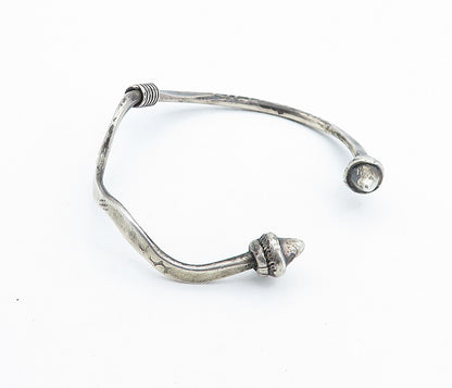 925 Sterling Silver  Vintage Modernist Dark Tone Pointed Cuff Bracelet  BT2499