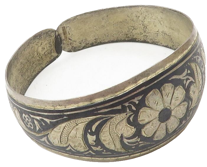 925 Sterling Silver Vintage Bracelet EAST EUROPE Antique Etched Cuff  BT12092