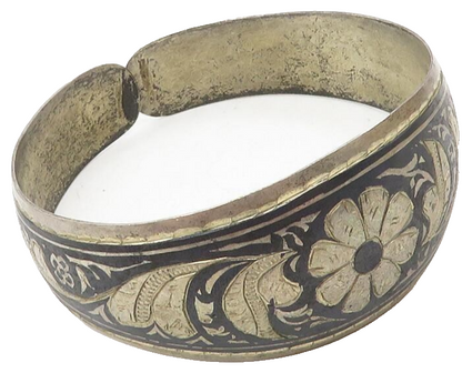 925 Sterling Silver Vintage Bracelet EAST EUROPE Antique Etched Cuff  BT12092