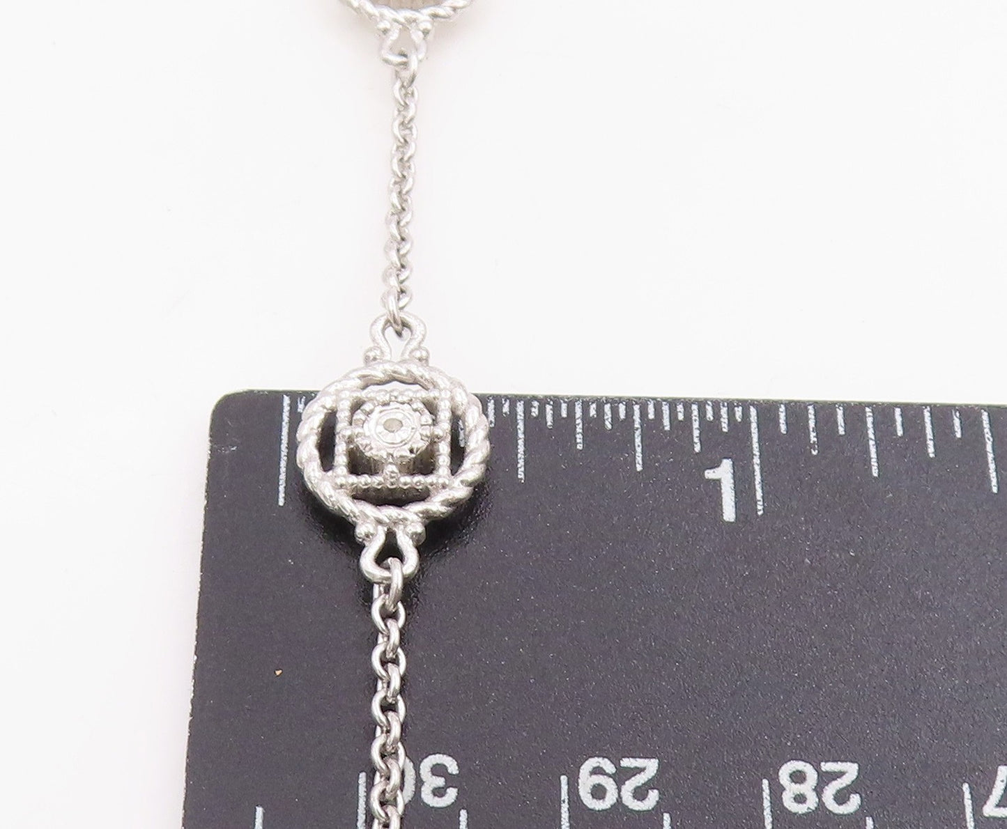 925 Sterling Silver Vintage Bracelet Elegant Floral Intricate Rope Chain BT11686