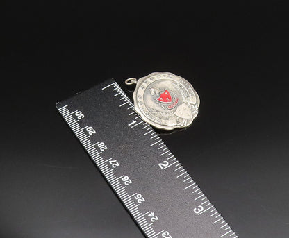JOSTEN 925 Silver  Vintage Antique 1954 Enamel Trenton Sport Brooch Pin BP9727