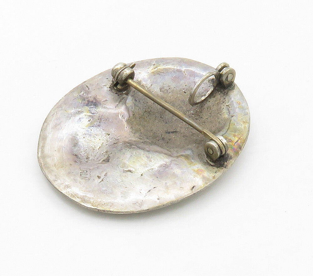 925 Sterling Silver  Vintage Modernist Woman Face Brooch Pin  BP6468