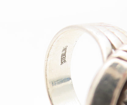 925 Sterling Silver Vintage Ring Cabochon Onyx Statement Band  Sz 7.5  RG35190