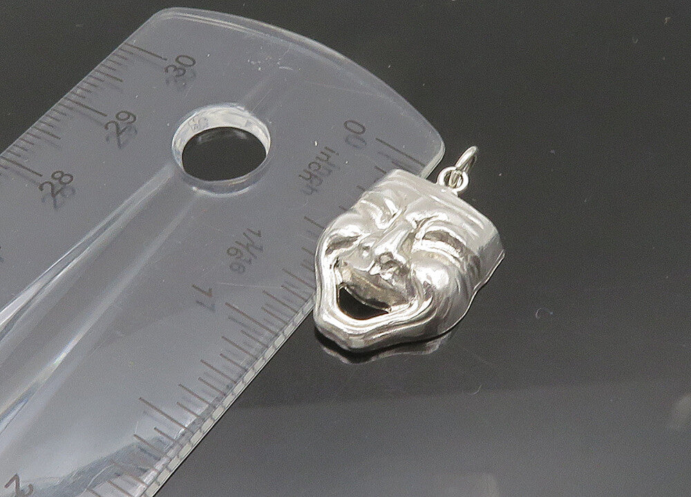 925 Sterling Silver  Vintage Shiny Comedy Theater Mask Pendant  PT17673