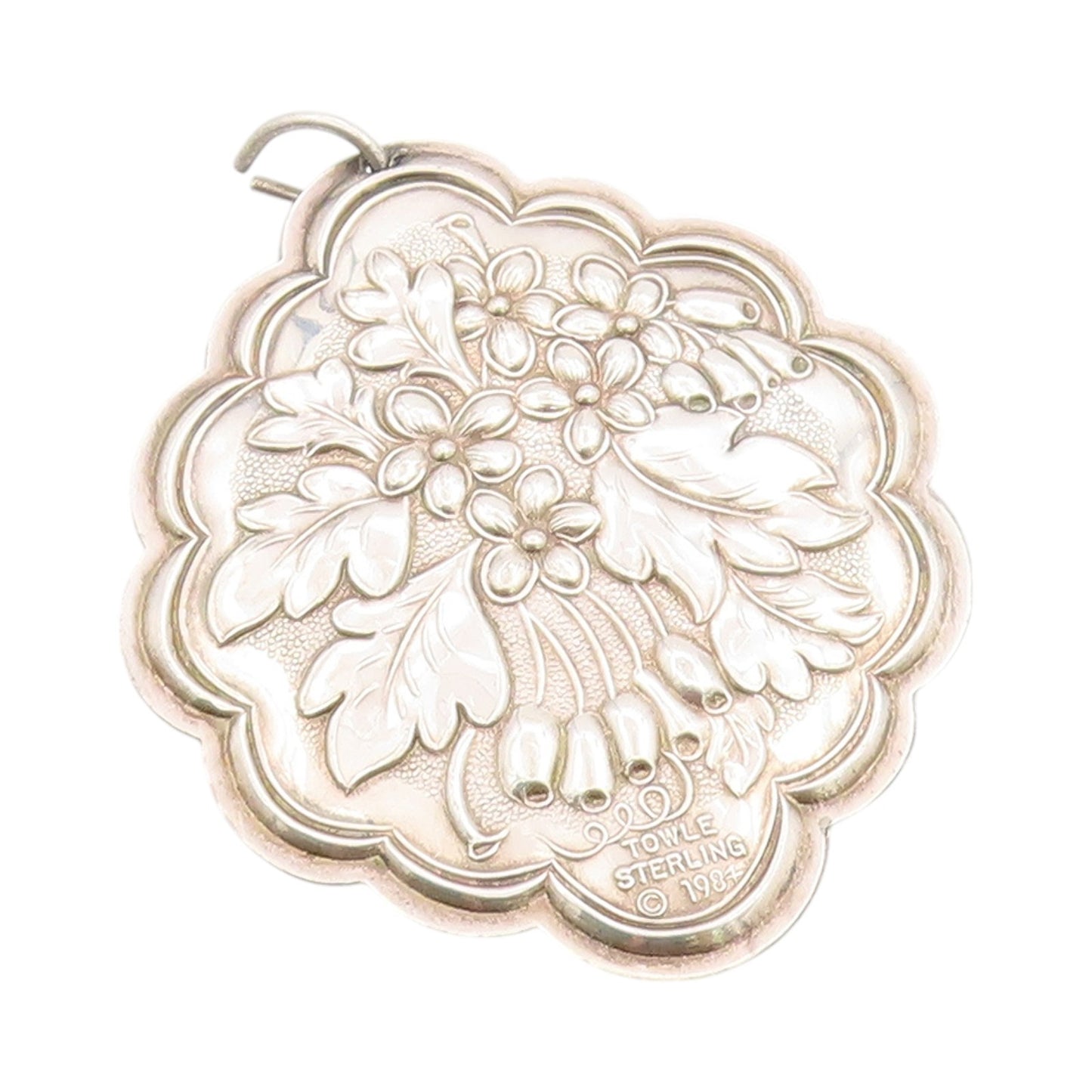 925 Sterling Silver Vintage Pendant 1984 TOWLE Antique Flower Bouquet  PT24710