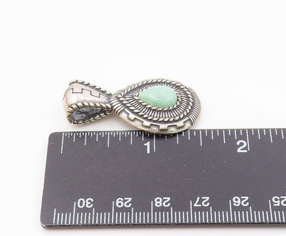 CAROLYN POLLACK 925 Silver  Vintage Ribbed & Rope Turquoise Pendant  PT21771