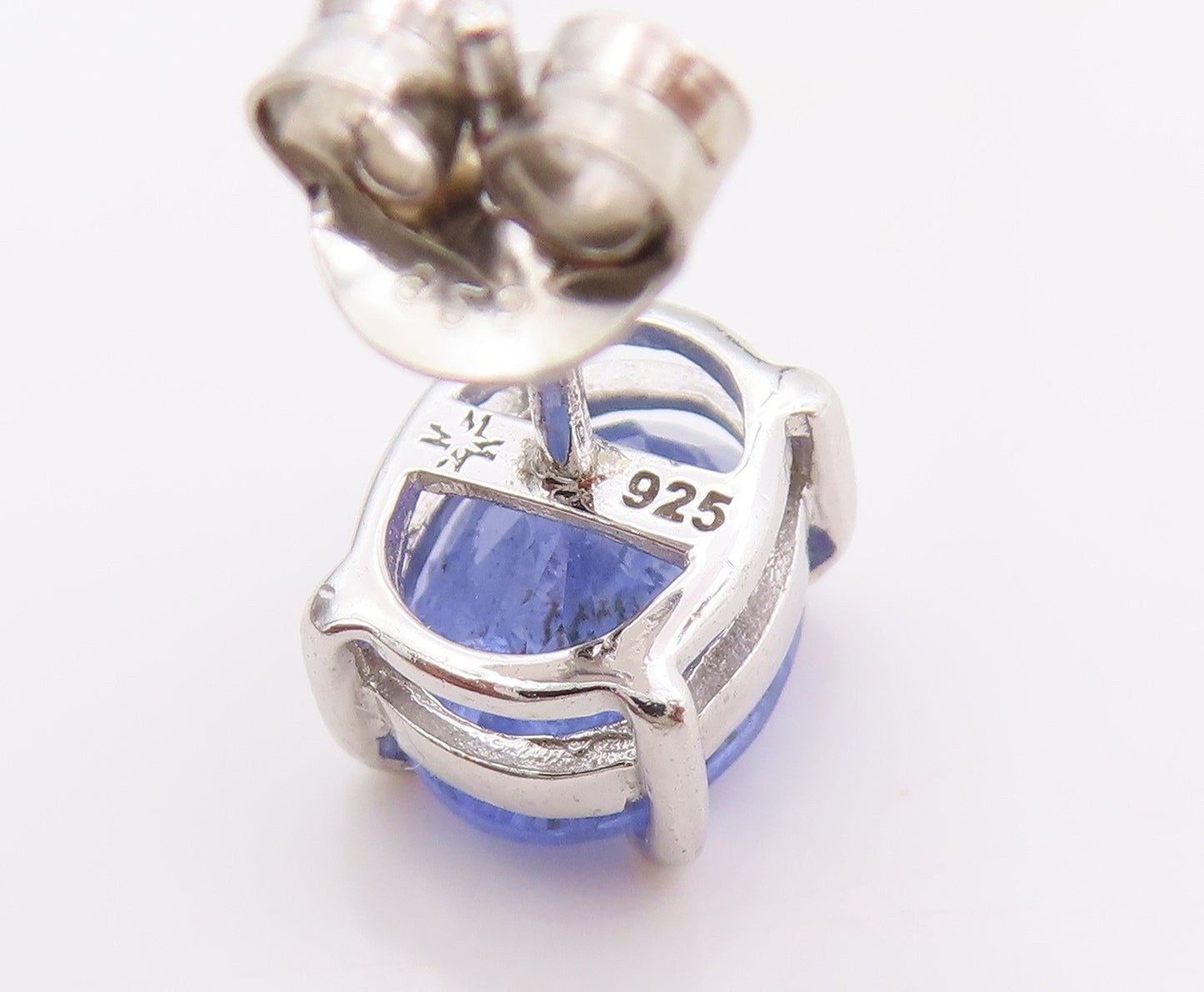 925 Sterling Silver Vintage Earrings Minimalist Oval Tanzanite Studs  EG13736