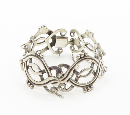PEDRO CASTILLO 925 Silver  Vintage Open Swirl Design Chain Bracelet  BT6344