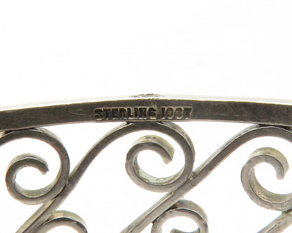925 Sterling Silver  Vintage Antique 1937 Swirl Hinge Bangle Bracelet  BT4905