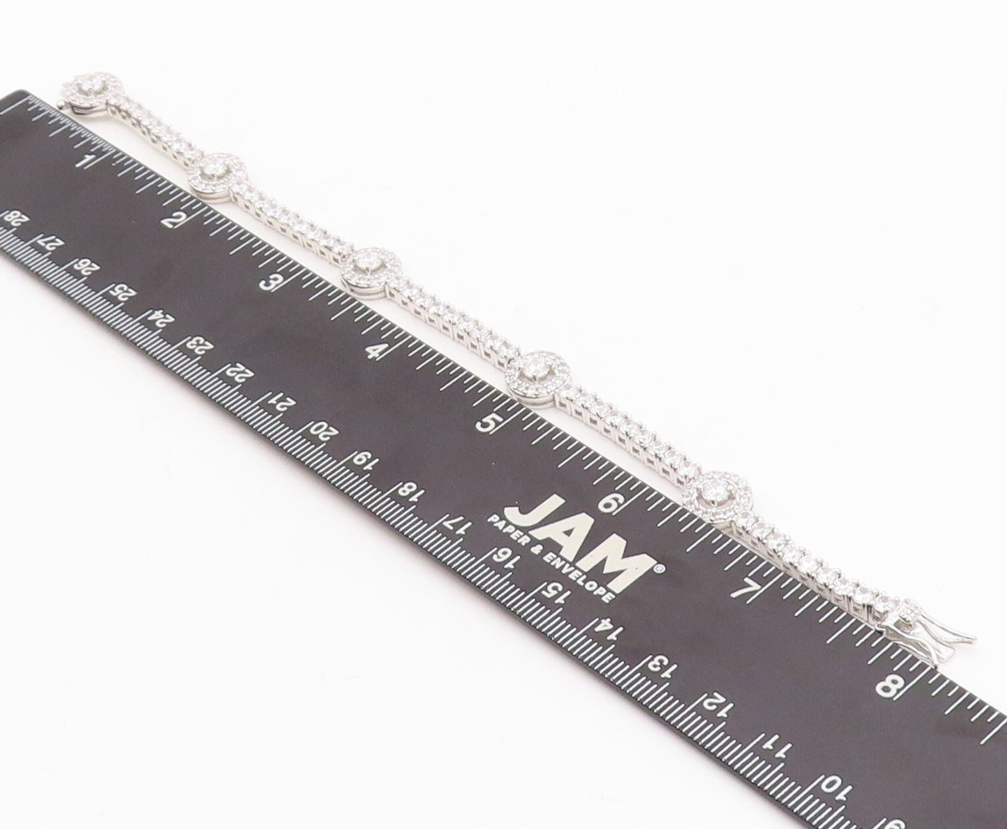 925 Sterling Silver Vintage Bracelet Minimalist CZ Halo Ring Band  BT10757