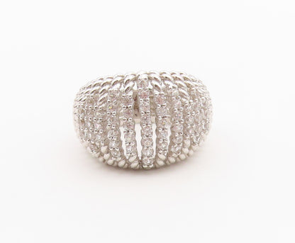 925 Sterling Silver Vintage Ring Round CZ Twisted Cable Band  Sz 7.5  RG36512