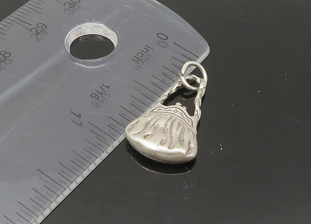 925 Sterling Silver  Vintage Shiny Petite Hand Bag Purse Pendant  PT17967