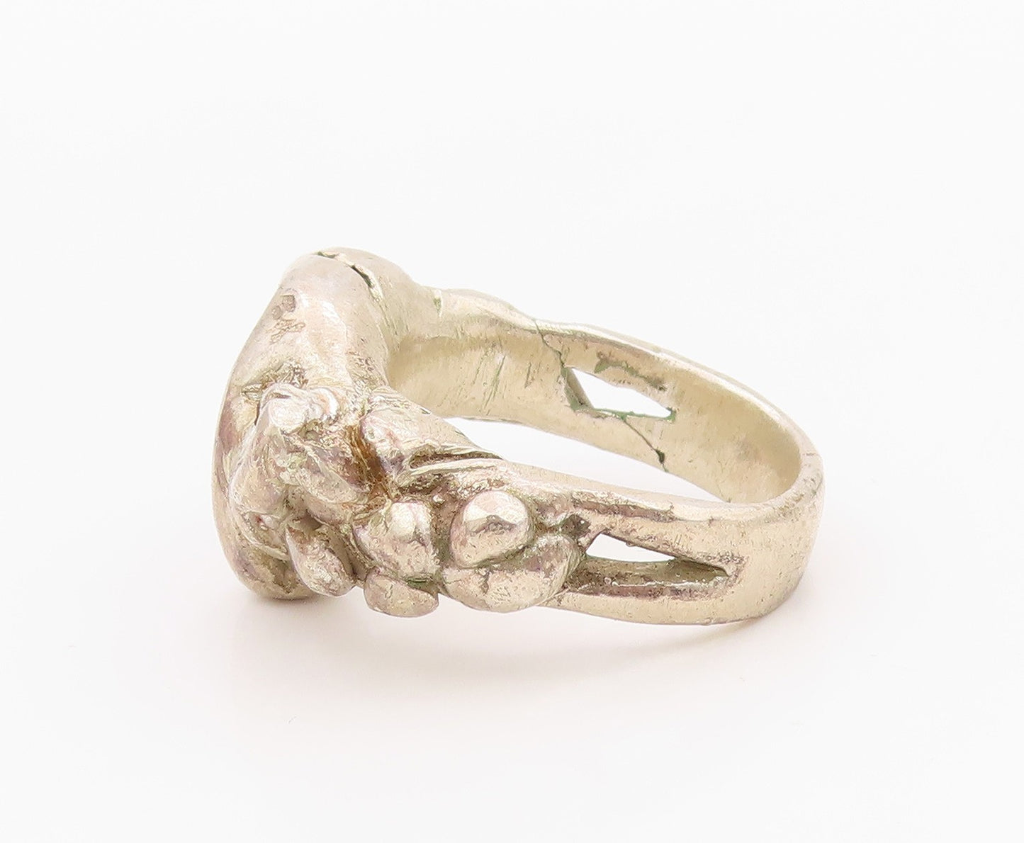 925 Sterling Silver Vintage Ring Brutalist Solid Sculptural Band  Sz 8  RG36327