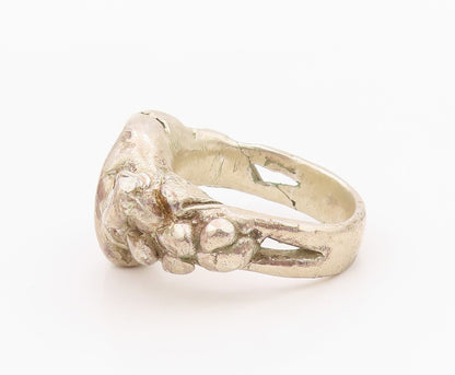 925 Sterling Silver Vintage Ring Brutalist Solid Sculptural Band  Sz 8  RG36327