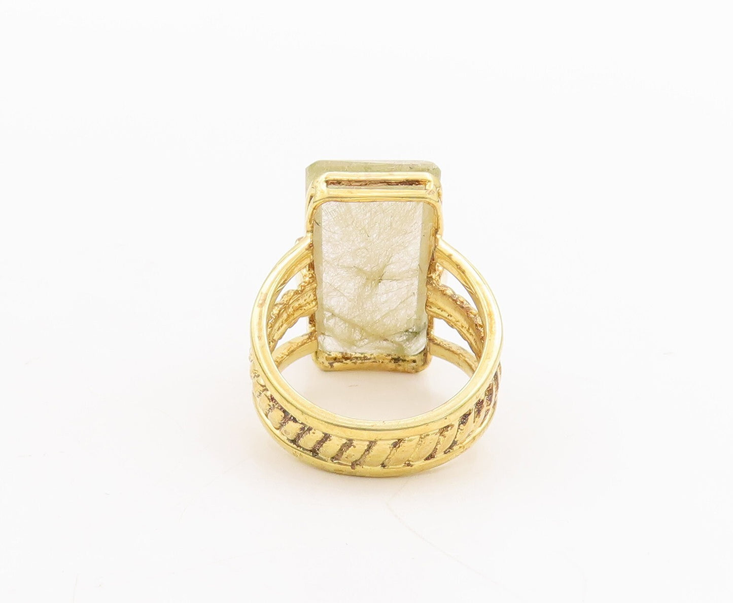 925 Sterling Silver Vintage Ring Gold Plated Split Shank Gemstone Sz 8  RG29052
