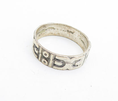 MEXICO 925 Silver  Vintage Chiseled Pattern Large Band Ring Sz 11  RG6945