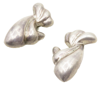 MEXICO 925 Sterling Silver  Vintage Modernist Non Pierce Earrings  EG6649